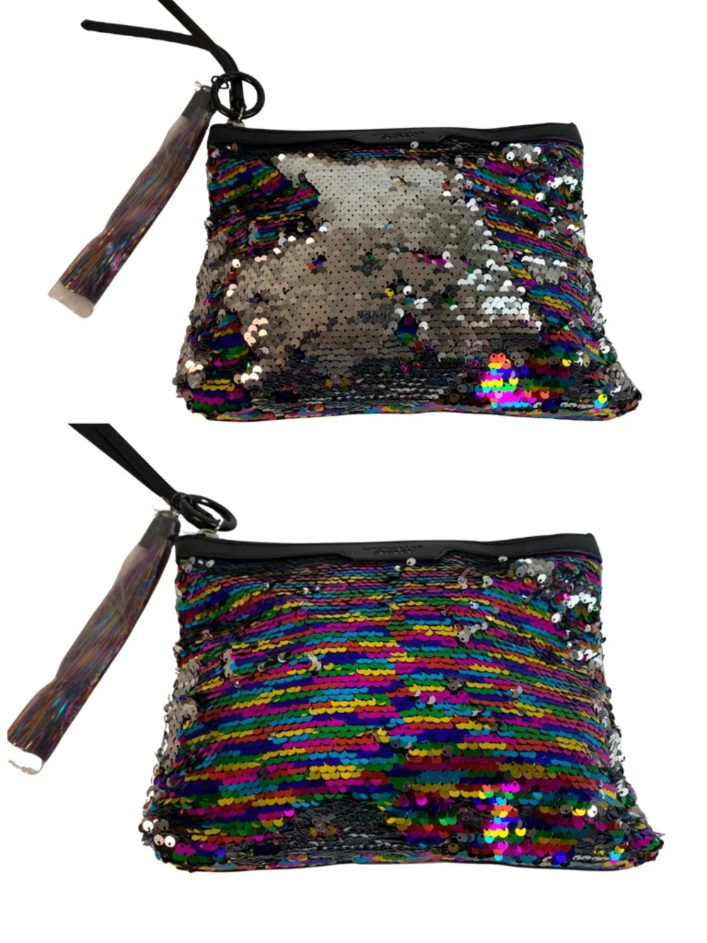 Victoria's Secret Multi-Colored Sequin Makeup Bag Clutch Tassel Maximalist Y2K